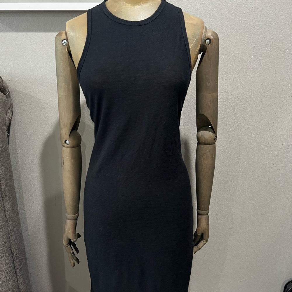 James Perse Black Sleeveless Midi Tank Dress